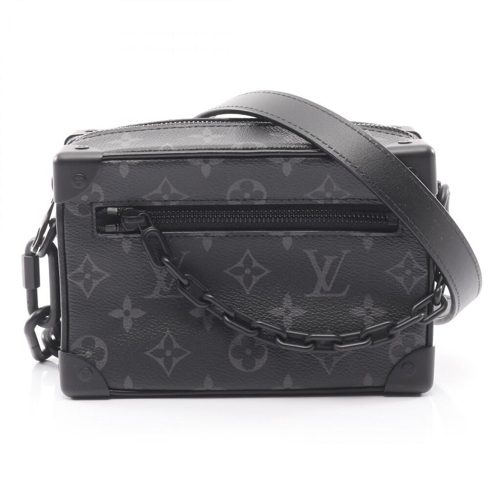 Louis Vuitton Soft Trunk Shoulder Bag Canvas Leather Monogram Eclipse Black